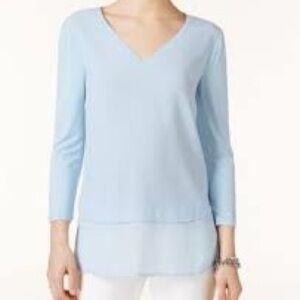 MICHAEL KORS Layered Look V-Neck Long Sleeve Top L